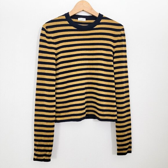 Saint Laurent Slim-Fit Striped Knitted Sweater in Yellow Lurex Medium - Picture 4 of 12